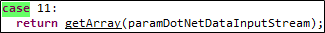 The getValue() case statement for an array.
