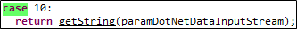 The getValue() case statement for a string.